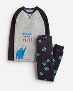 Z_ODRSNOOZE-SBLKFTP Gray and navy pajama with yeti image  97% cotton3 % elastane 1 through 12